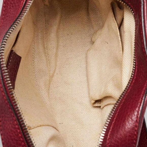 Gucci Burgundy Pebbled Leather Soho Disco Studded Shoulder Bag - Picture 9 of 12